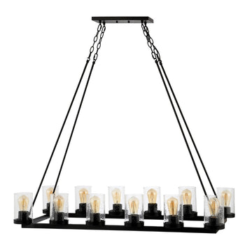 Coronet Iron/Seeded Glass Rustic Farmhouse LED Chandelier - JONATHAN Y